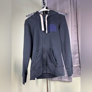 Vintage Puma Black Hoodie with Purple Logo